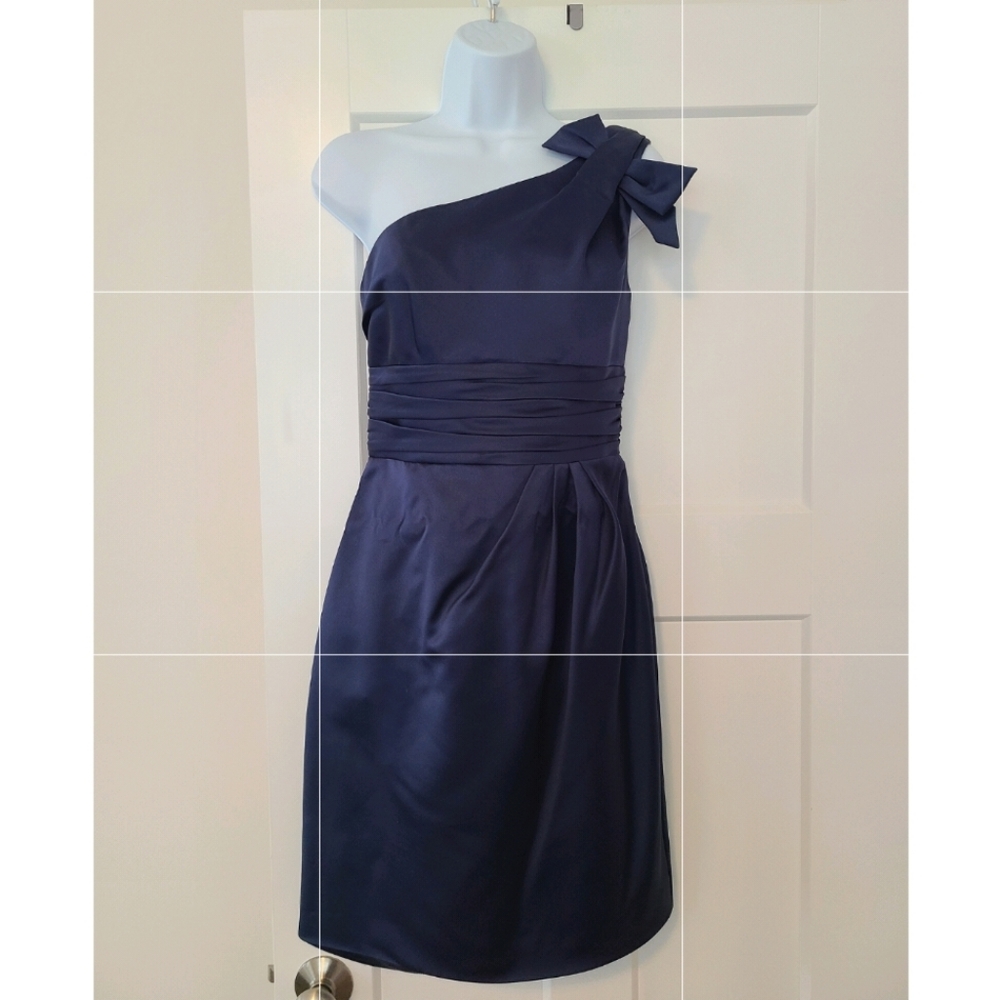 David's Bridal Navy Satin Dress